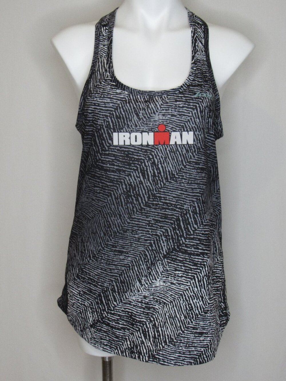 Zoot Ironman Black White Print Racerback Sport Tank Top Women's XL XLarge
